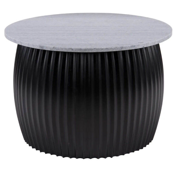 Čierny okrúhly konferenčný stolík s doskou v dekore mramoru ø 52 cm Luscious – Leitmotiv  Rozbalené