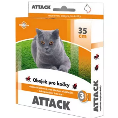ATTACK Antiparazitný obojok pre mačky 35 cm