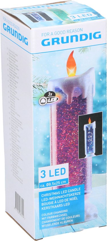 Grundig LED sviečka s trblietkami, 25 cm