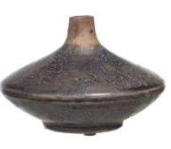 Šedo/modrá terakotová váza, d:14 cm, v:10 cm