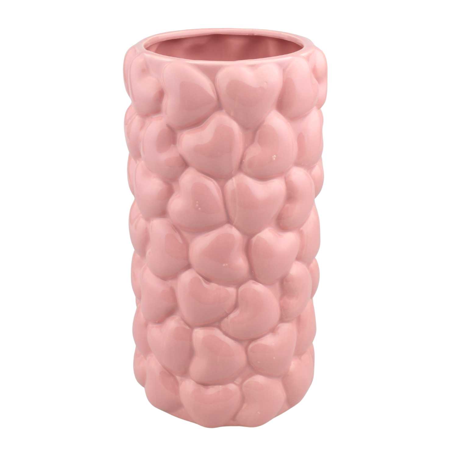 Blokker váza Hearts - Ø 15 x 27,5 cm - ružová