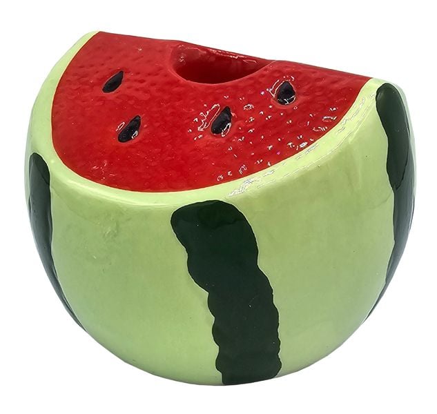 Keramický stolný svietnik v tvare melónu