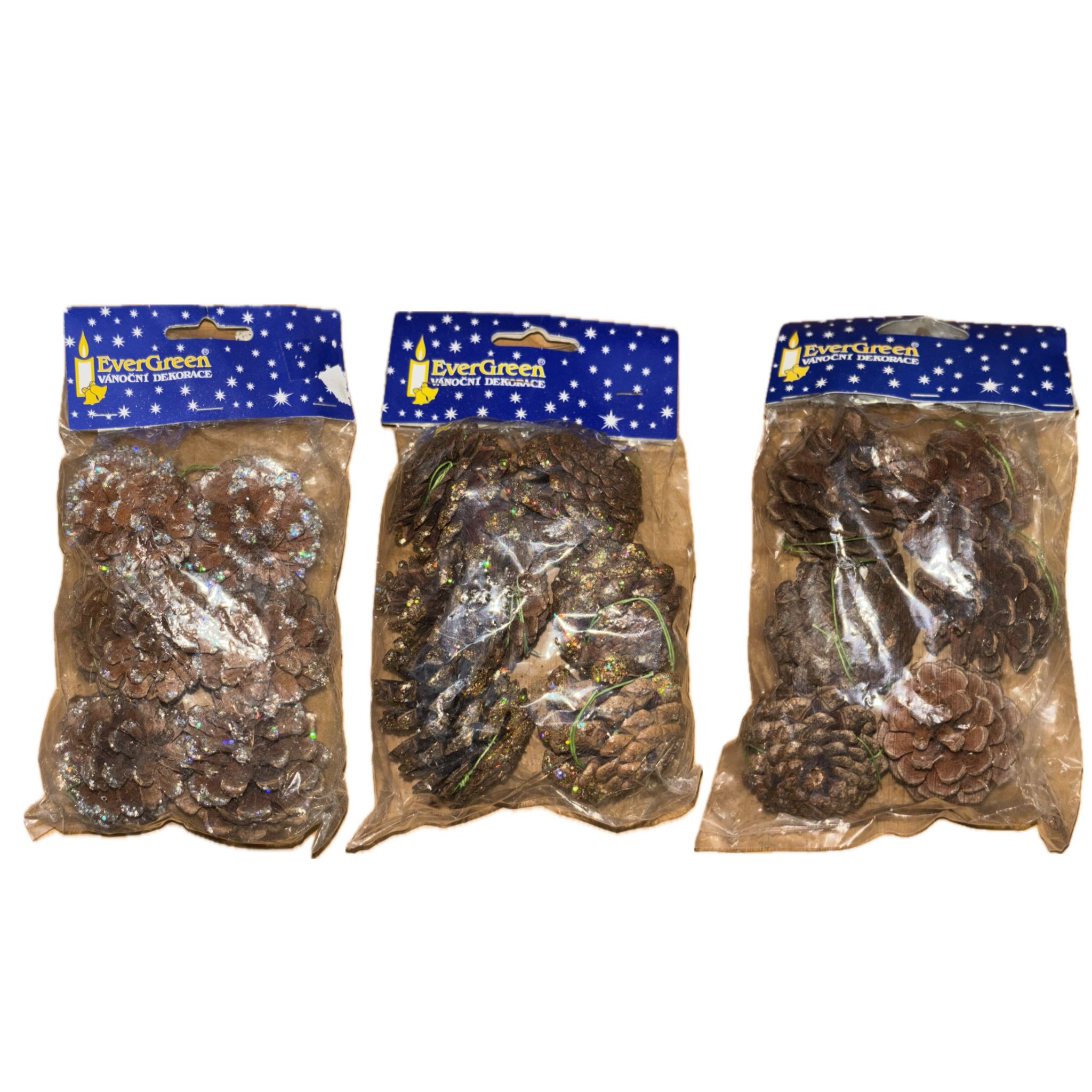 EverGreen Vianočné dekorácie - Šiška s drôtikom 6 ks MIX