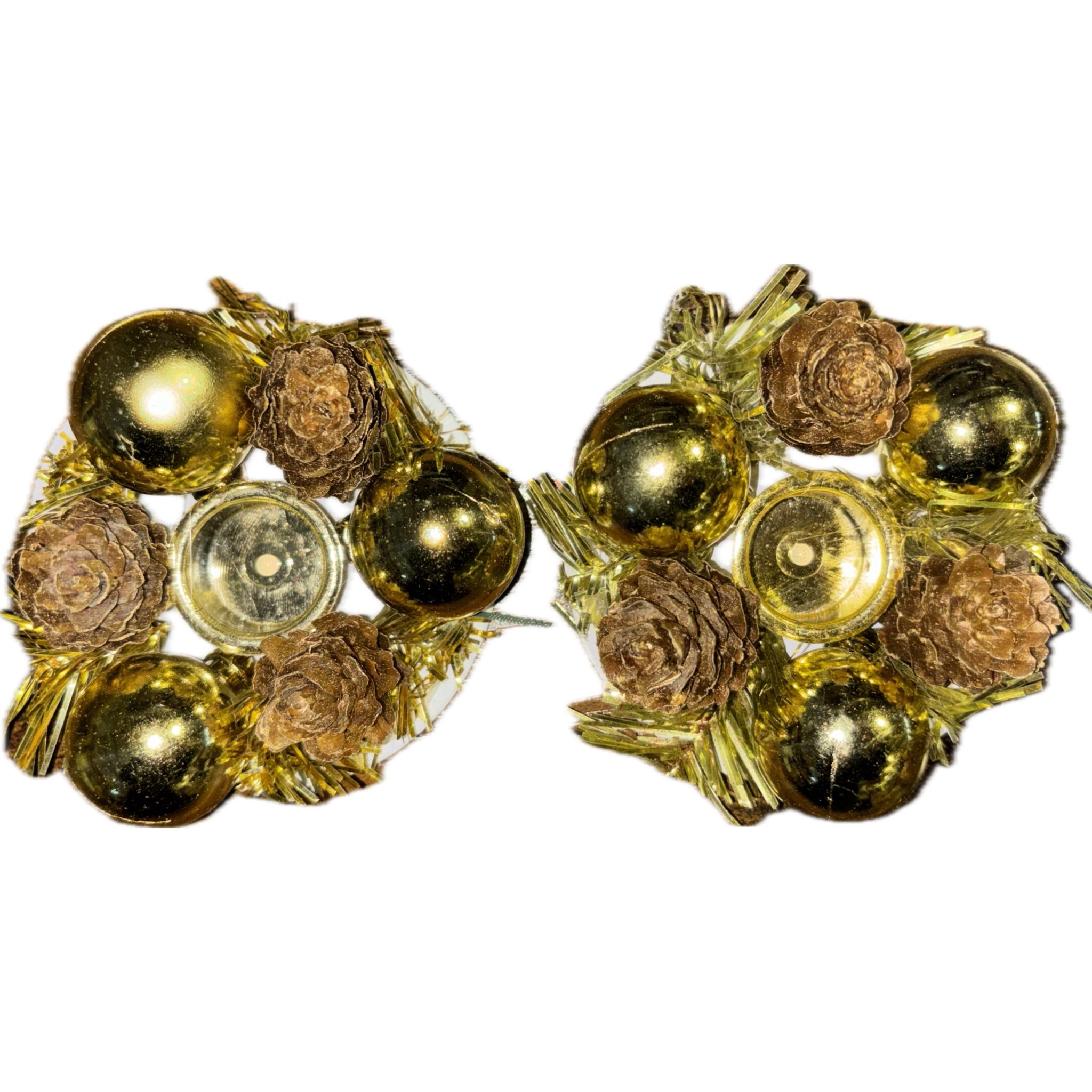 Věnečky - svícen s šiškami - 2ks Varianta: Zlatá