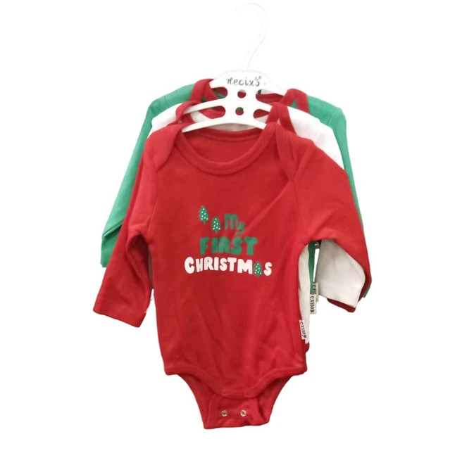 Dětské Body 3 ks- Červená, Bílá, Zelená Veľkosť DETSKÉ: 0-3M