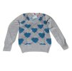 Dámsky sveter šedý so vzorom modrých sŕdc  Nové