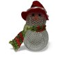 LED SNĚHULÁK s červeným kloboukem/čepicí, závěsná figurka,  6x10cm