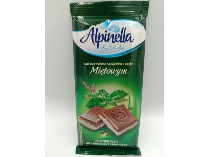 Alpinella mliečna čokolada mätová príchuť 100g