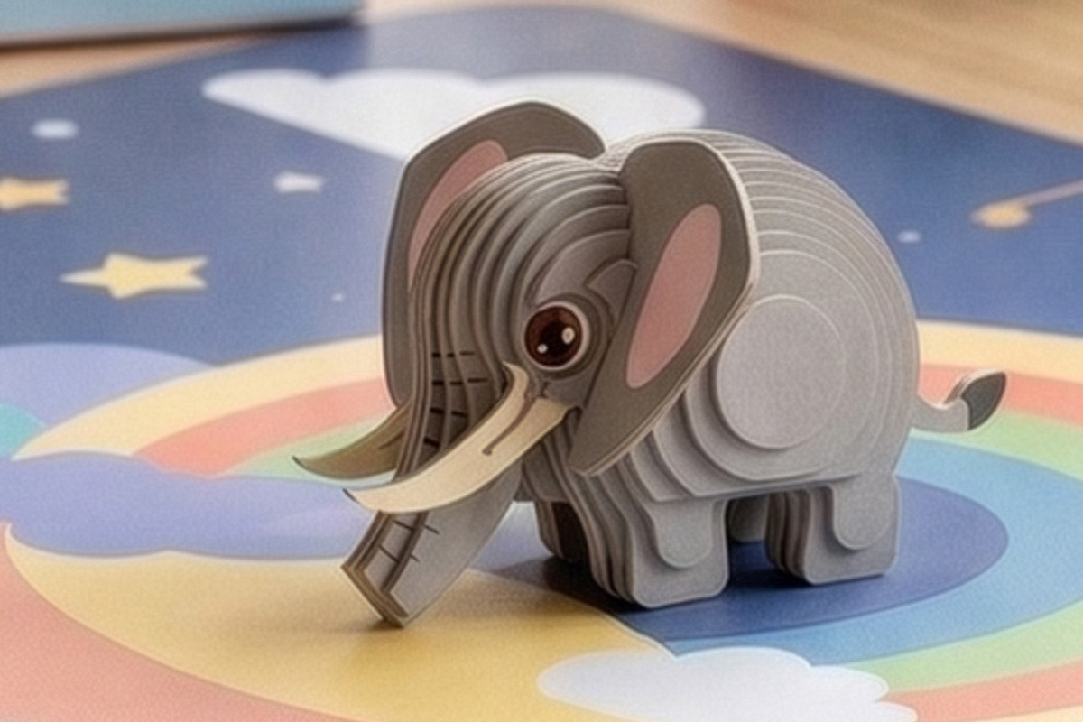 3D samolepicí model Slon 3