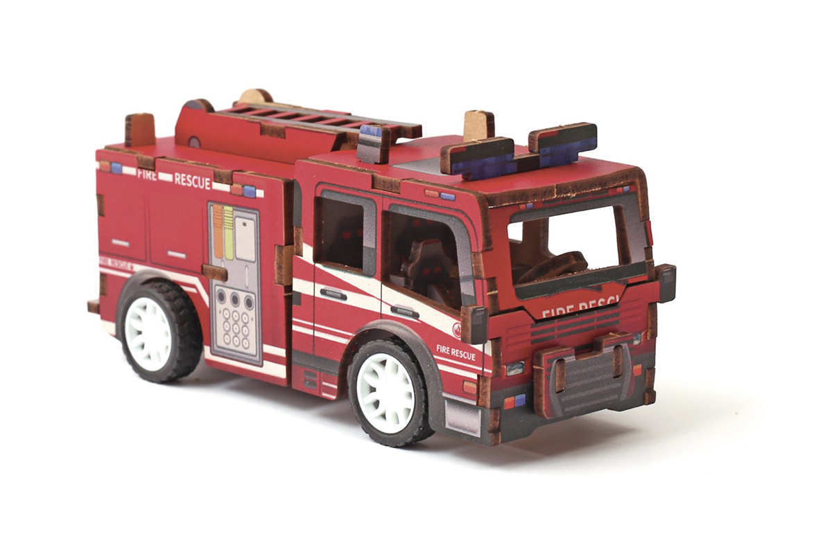 Dřevěný 3D model Hasiči 3