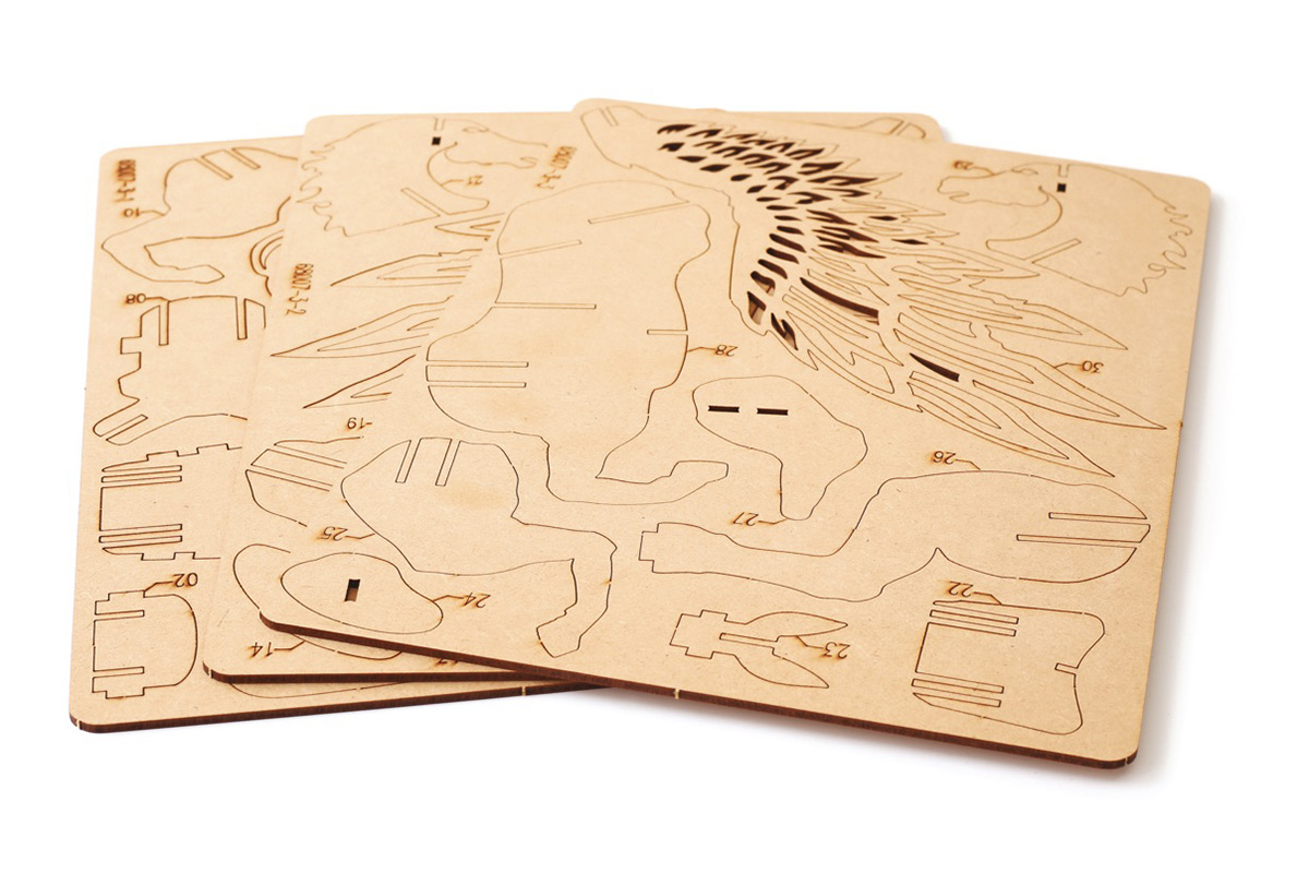 Dřevěný 3D model Jednorožec 2