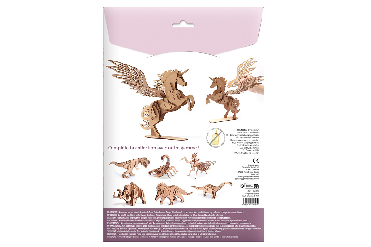 Dřevěný 3D model Jednorožec 3