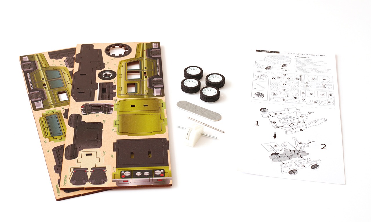 Dřevěný 3D model Jeep 2