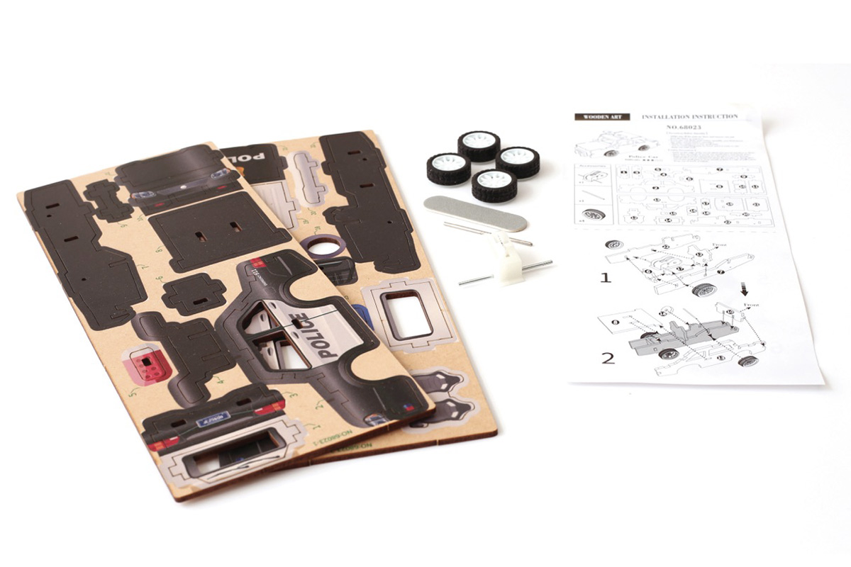 Dřevěný 3D model Policie 2