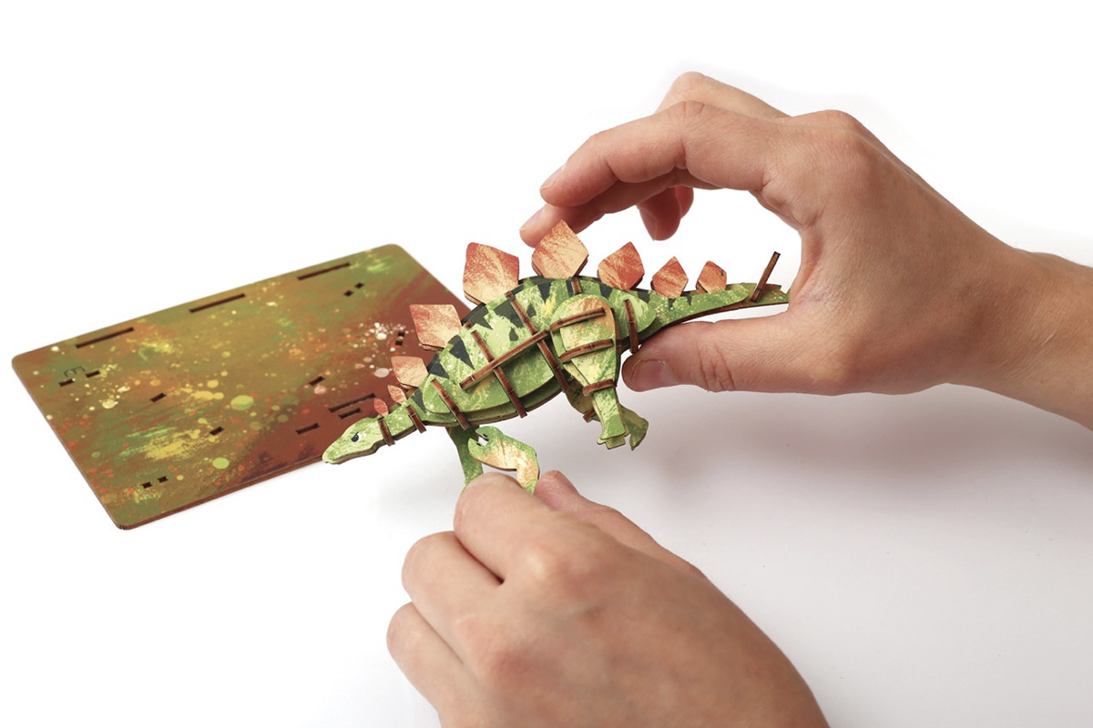 Dřevěný 3D model Stegosaurus 1