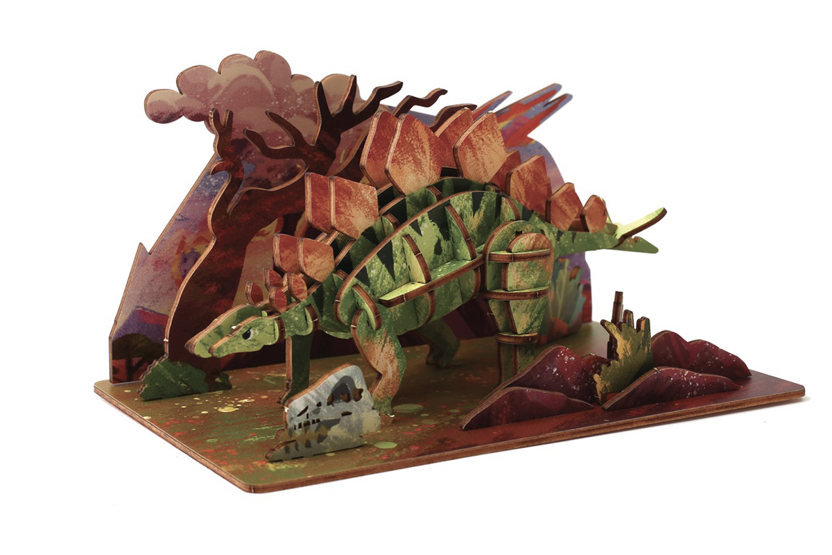 Dřevěný 3D model Stegosaurus 3