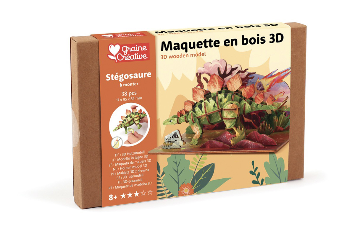 Dřevěný 3D model Stegosaurus 4