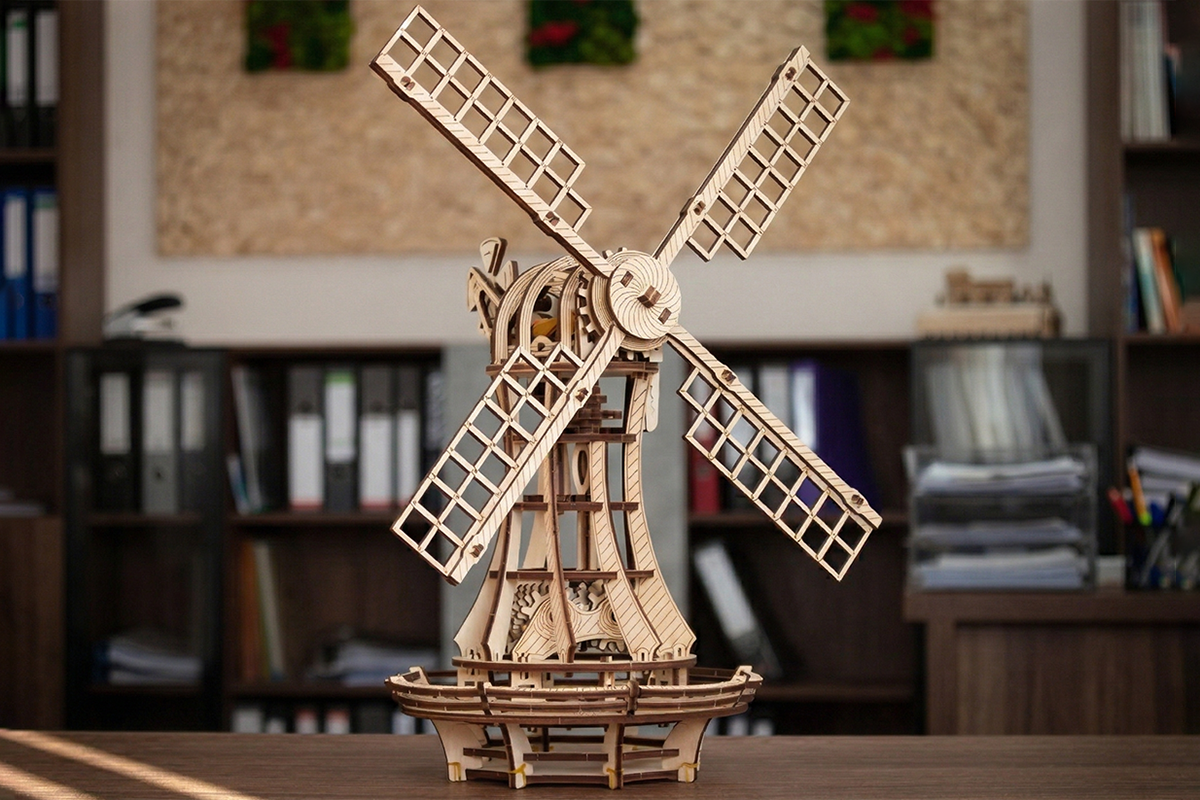 Dřevěný 3D model Větrný mlýn 1