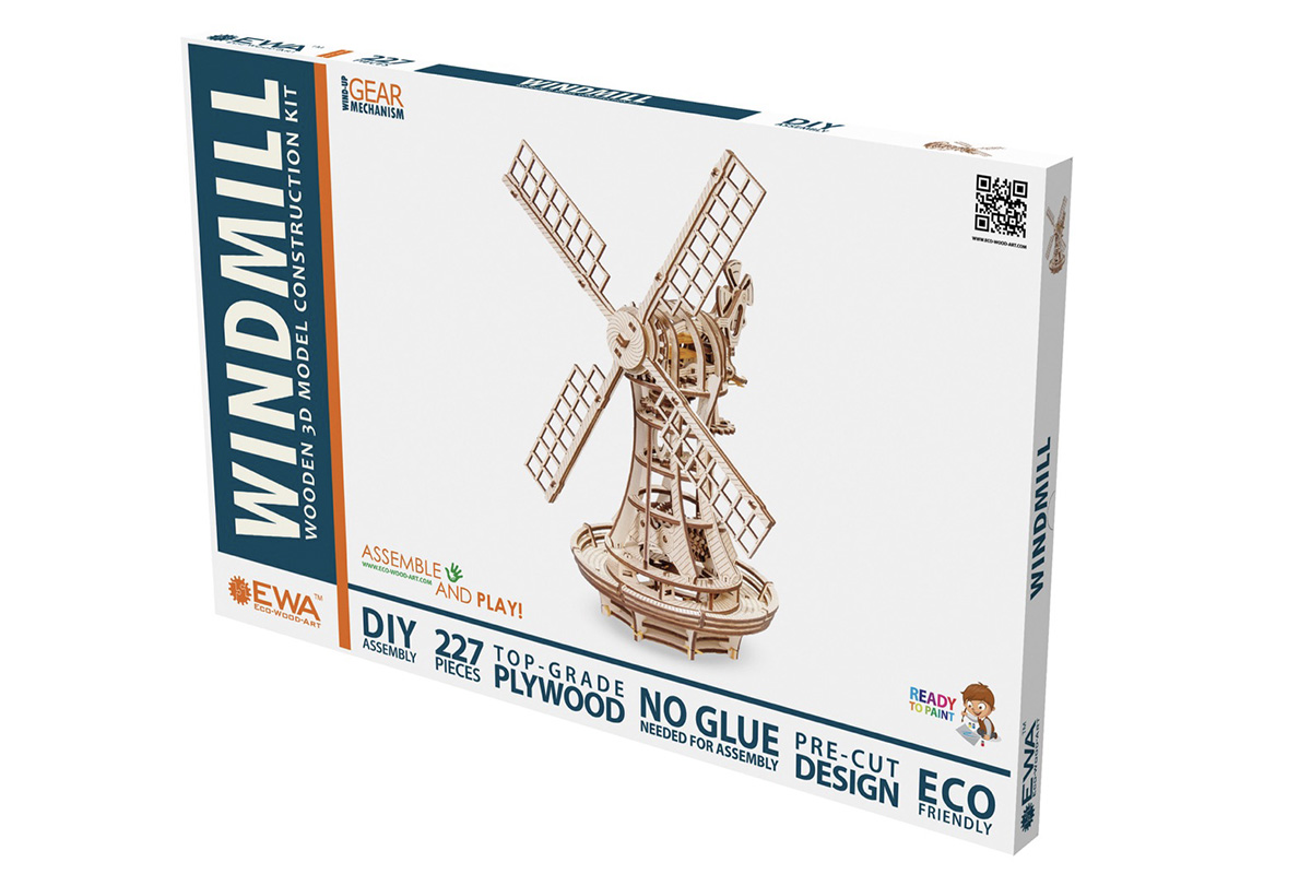 Dřevěný 3D model Větrný mlýn 3