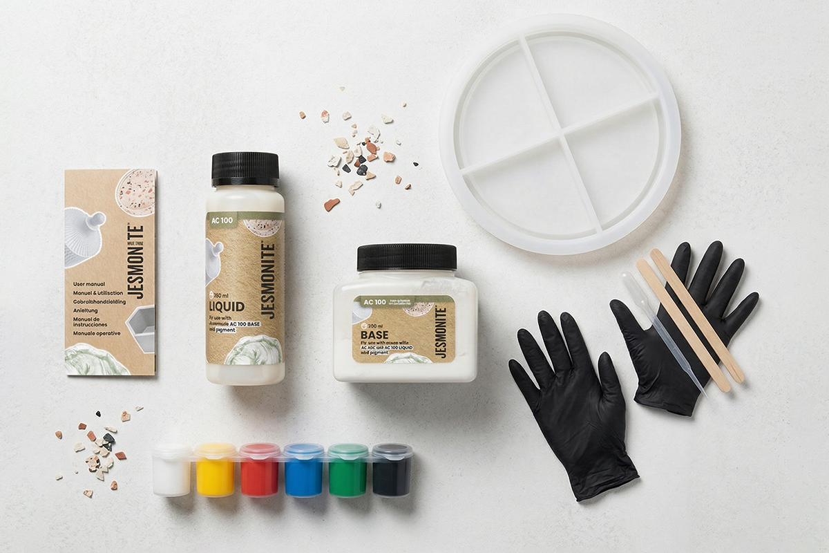 Jesmonite sada 3 kulaté podtácky 4