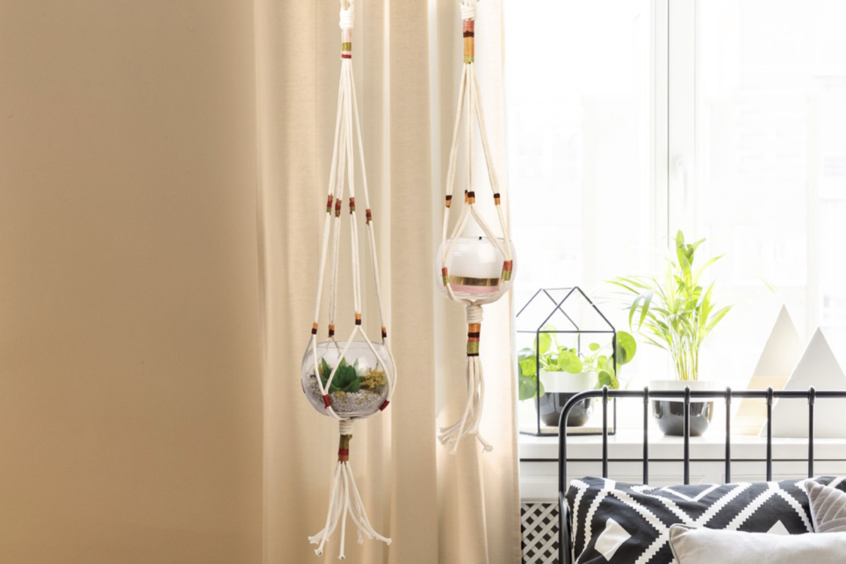 Macrame sada 2 závěsné květináče 3