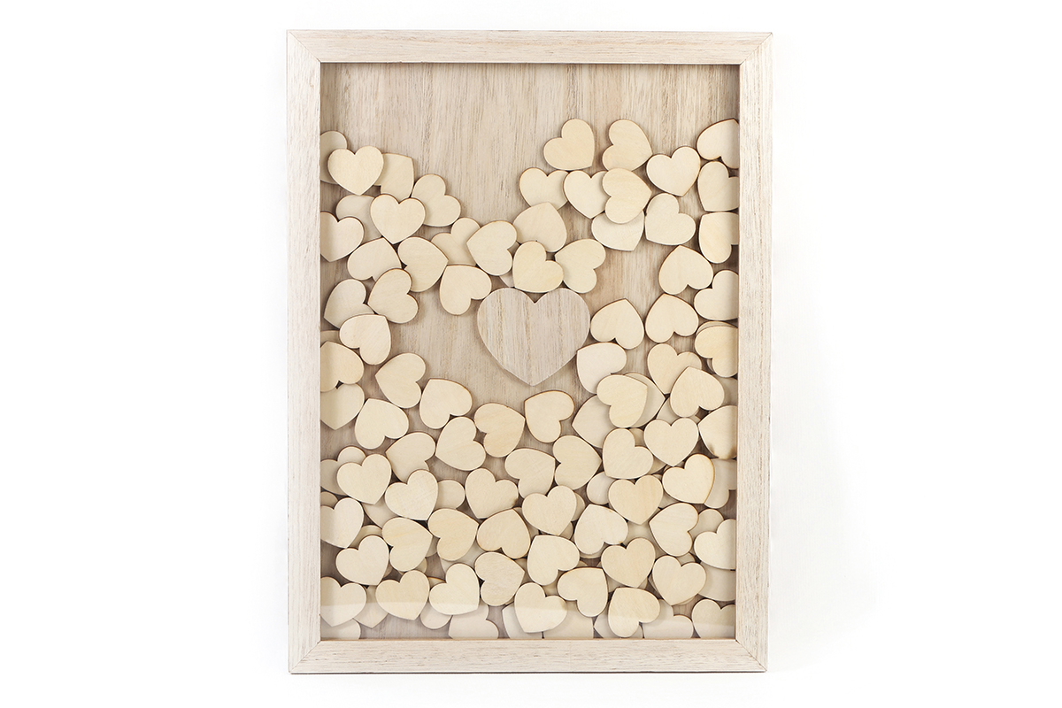 Svatební obraz na vkládání dřevěných srdíčkek 100 zpráv 1