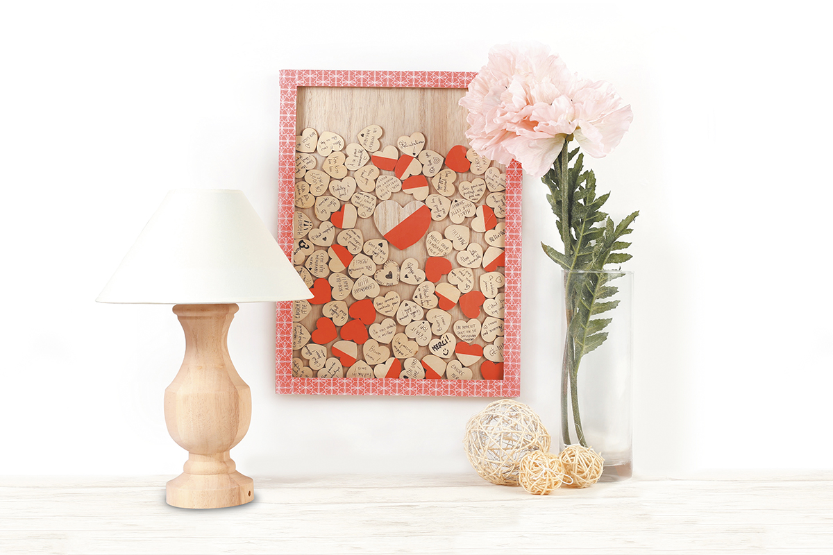 Svatební obraz na vkládání dřevěných srdíčkek 100 zpráv 4