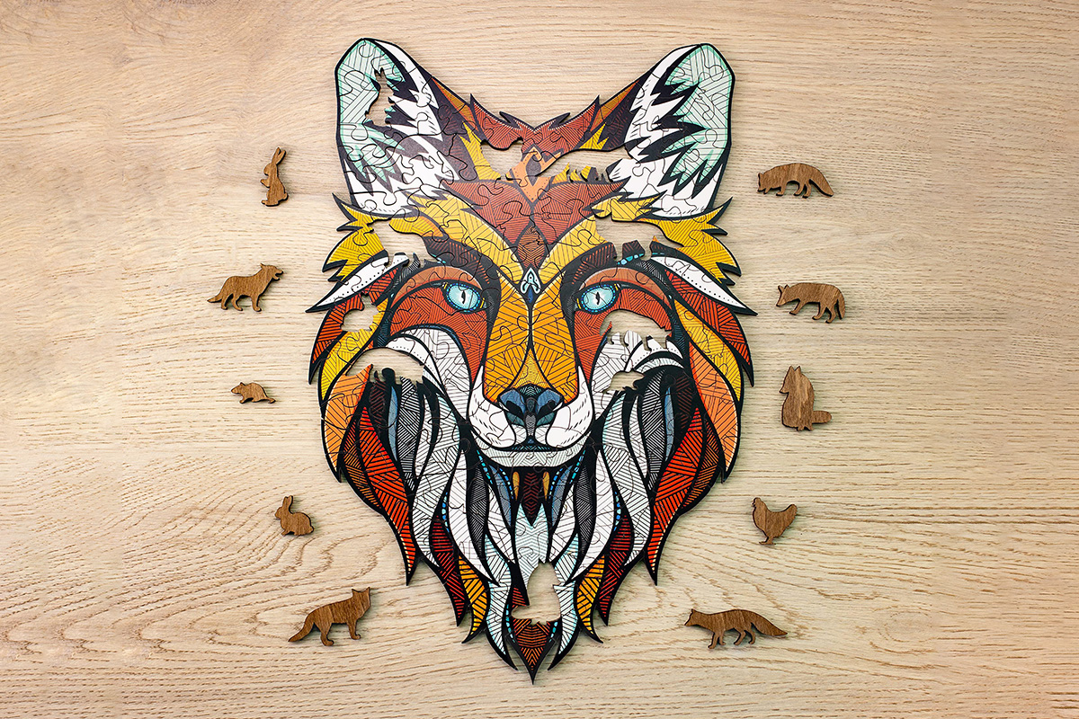 Velké dřevěné puzzle Liška 2