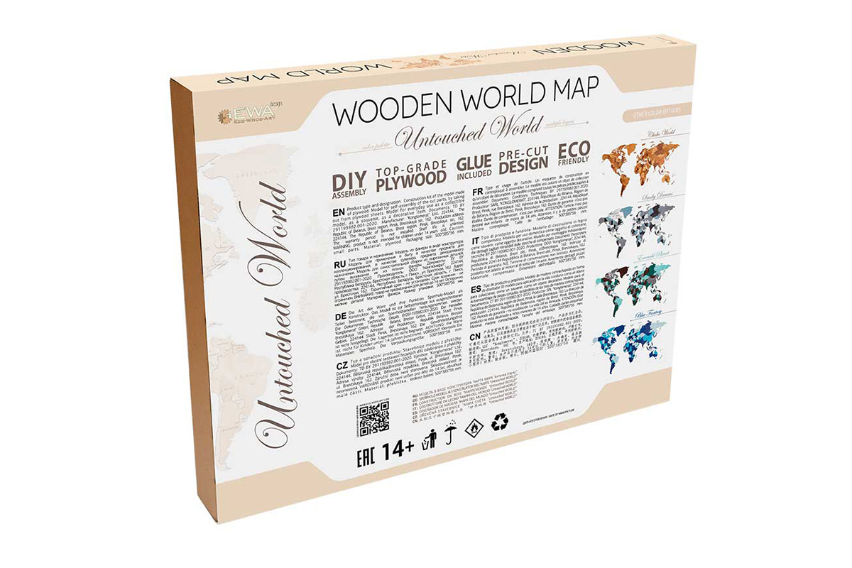 Velké dřevěné puzzle na zeď Mapa světa 4