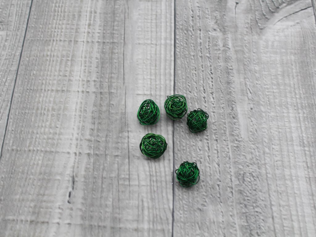 Drátkové kouličky hladké zelená 15