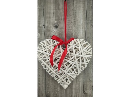 Srdce proutí vypouklé s mašlí  30cm