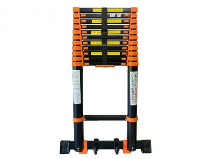 Žebřík KME1063B teleskopický 6,3m jednodílný oranžový s kolečky
