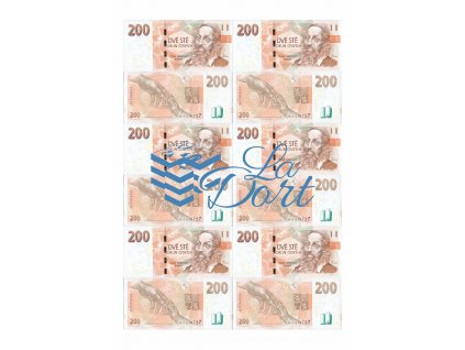 České platné bankovky 200,-Kč - líc a rub - A4 - 00217