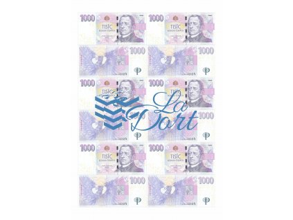 České platné bankovky 1.000,-Kč - líc a rub - A4 - 00219