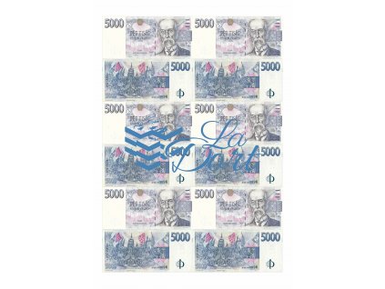 České platné bankovky 5.000,-Kč - líc a rub - A4 - 00221