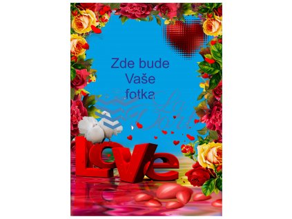 Valentýn růže a nápis love - A4 - 00227