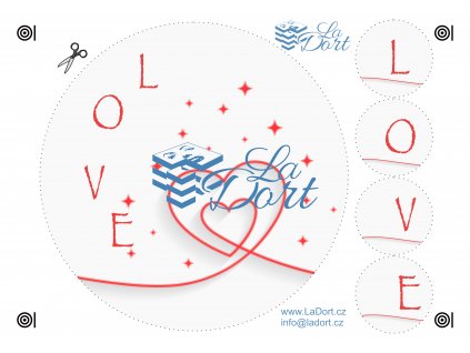 Valentýn dvě srdce a nápis Love - A4 - 00231