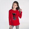 Dívčí triko s dlouhým rukávem a flitrovou kočkou Mayoral 7080