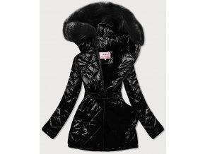 Lesklá zimná bunda čierna