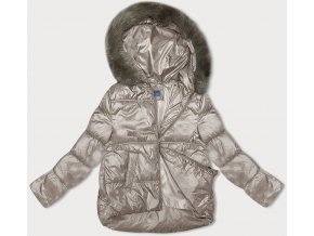 Krátka prešívaná zimná bunda béžová (BIG)