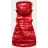 Lesklá prešívaná vesta s kapucňou červená