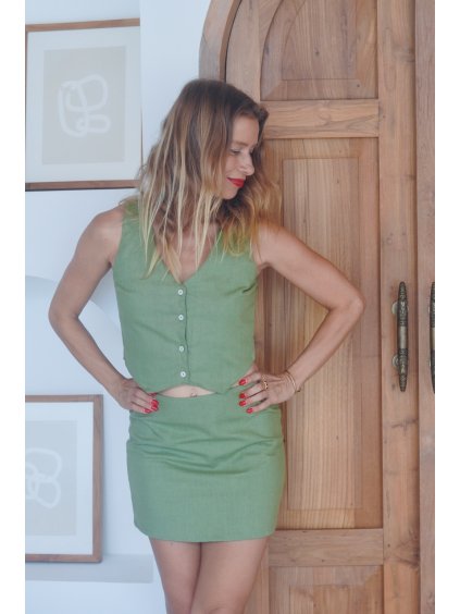 zelená lněná business sukně judita berkova business collection baliDSC02279