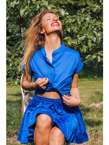 sytě modrý bavlněný set gipsy sukně a back to school top 03