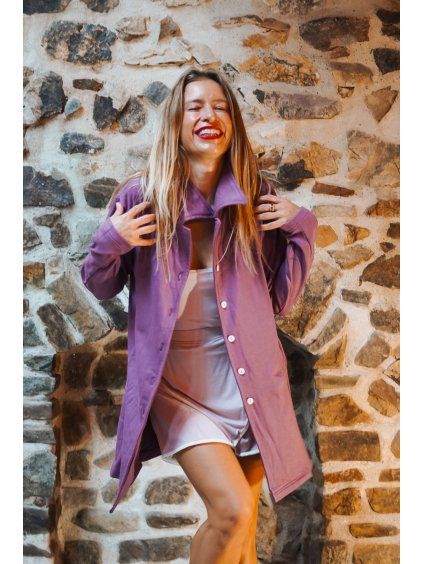 Light purple cotton jacket with ONE print