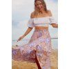 Květinová růžovo-modrá boho sukně