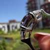 Prsten s růžovým spinelem a laboratorními diamanty