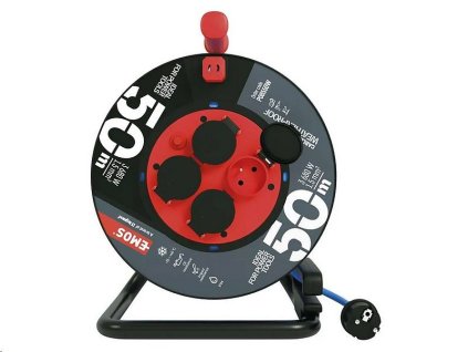 predlzovaci kabel weatherproof emos p08550w na bubne 50m 3x1 5mm silikonovy 4 zasuvky