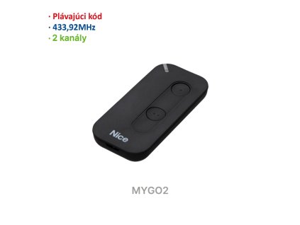 Vysielač 2-kanálový, 433MHz, plávajúci kód, čierny