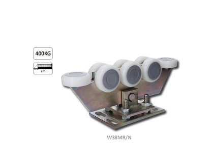 Vozík regulovateľný pre C-profil 80x80x5mm, polyamidové kolieska 8ks, žltý zinok, pre bránu do 400kg otvor do 5,5 m