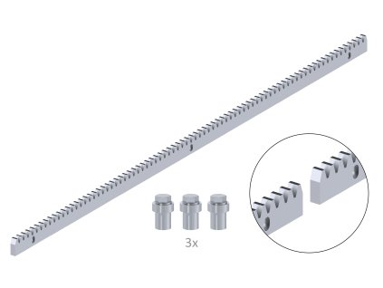Hrebeň INOX 30x10mm, L-1000mm, M4, max. do 1900kg, 3x úchyt+skrutky, nerezový